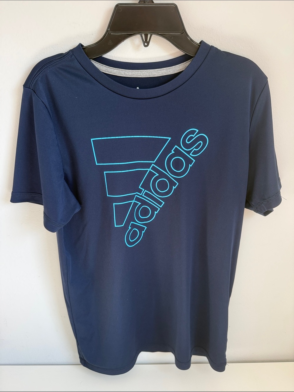 adidas Navy Tee with Teal Logo Graphic